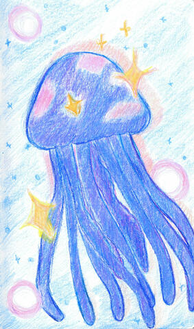 Sparkly Jelly, crayon on paper